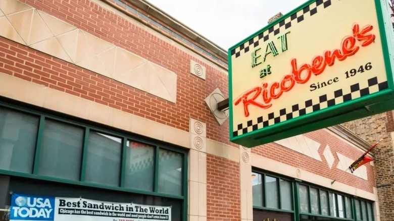 The exterior and sign of Ricobene's restaurant