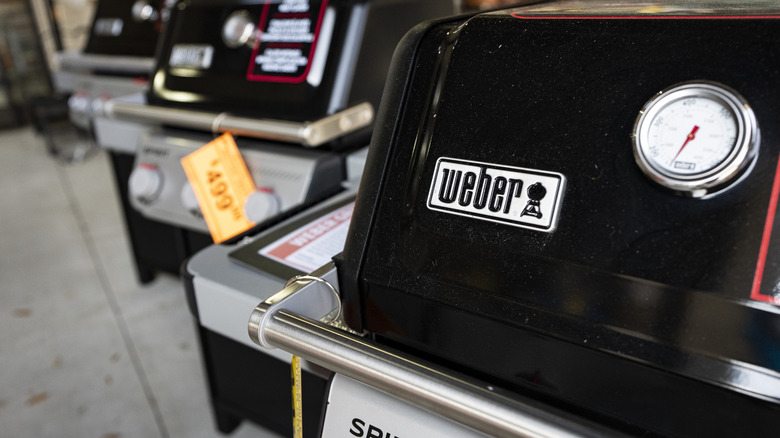 Weber grill on sale at a hardware store