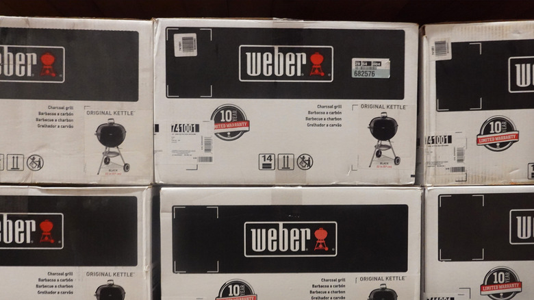 Weber Grills are offered for sale at a home improvement store