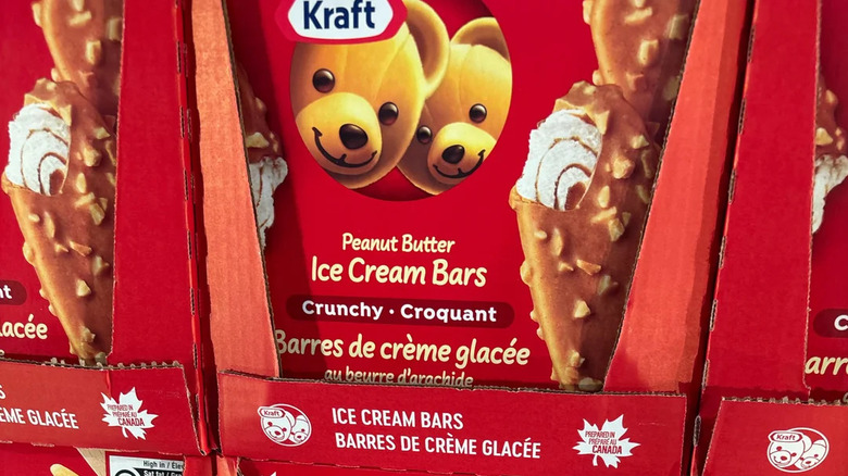 Packages of Kraft Peanut Butter Ice Cream Bars in Costco freezer