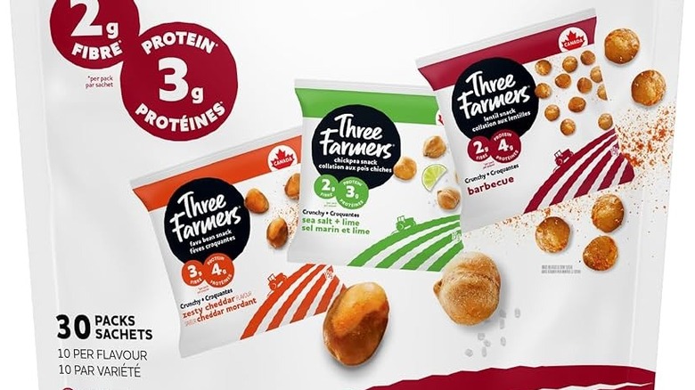 Package with variety of Three Farmers Snacks