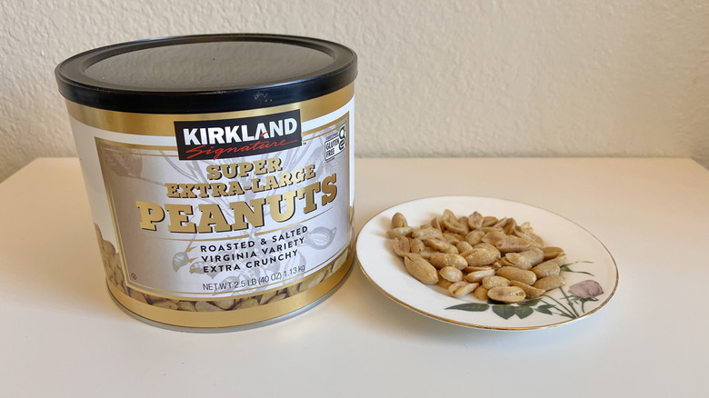 Kirkland super-extra large peanuts on a plate