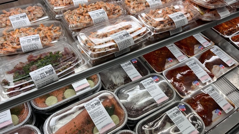 Prepared foods and seafood in Costco refrigerated section