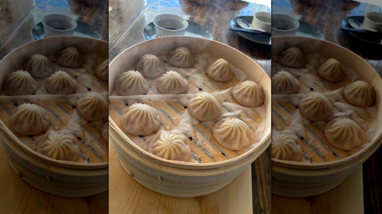 Mila Pork Xiao Long Bao Soup Dumplings in steamer basket