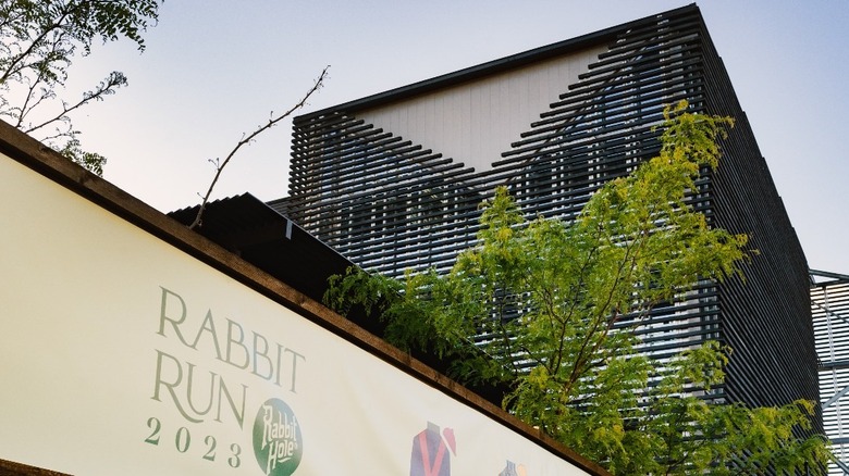 Rabbit Hole Distillery with a 'Rabbit Run 2023' sign