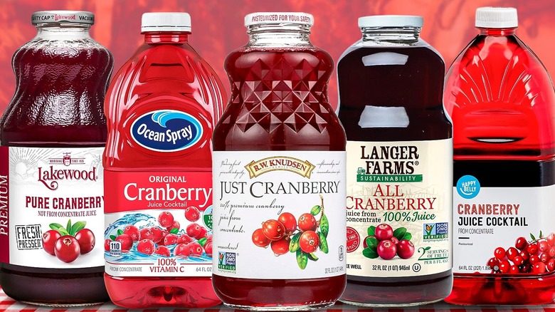 Mix of cranberry juice bottles
