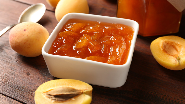 apricot jam in a small dish