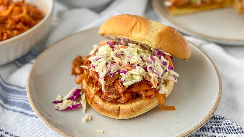 Jackfruit BBQ Sandwich on a plate