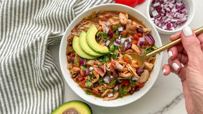 Smoky Jackfruit Chili in a bowl
