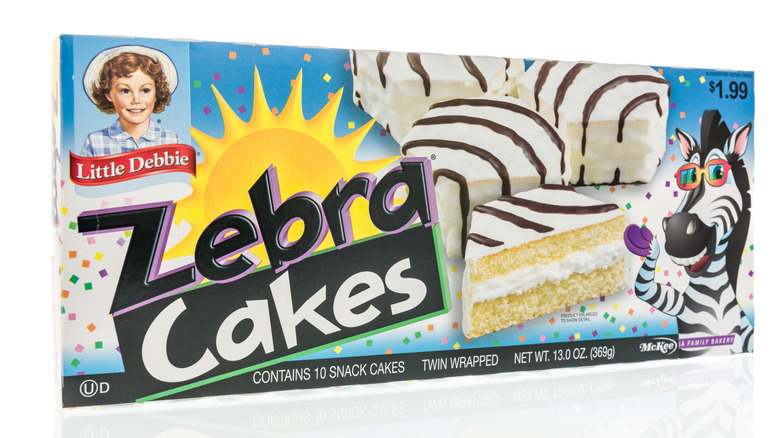 Little Debbie Zebra Cakes on white background