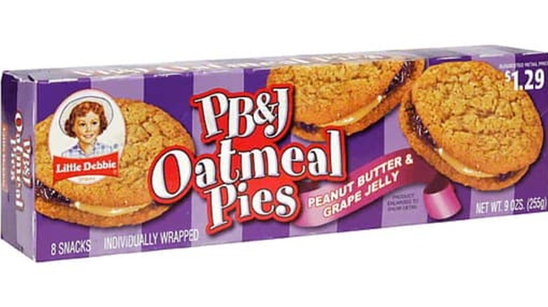 Box of Little Debbie PB&J Oatmeal Pies on white background
