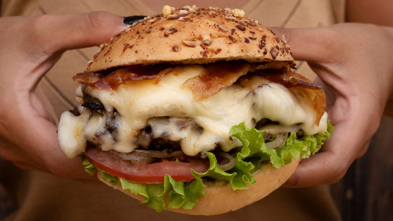 Beef burger with provolone cheese