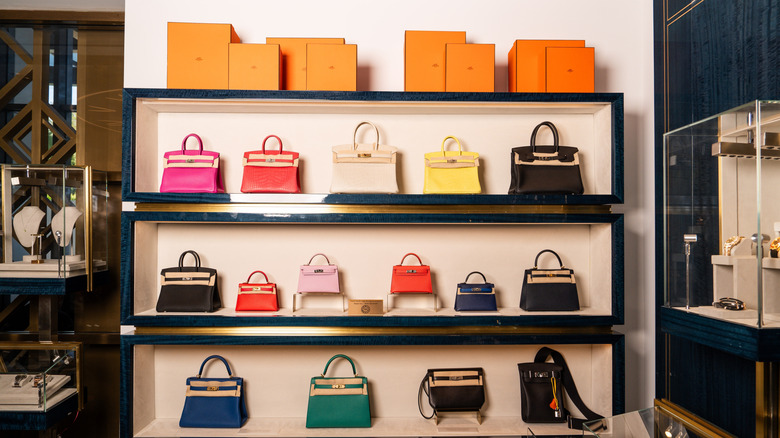 wall of Hermes bags