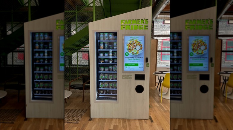 Farmer's Fridge vending machine filled with healthy food