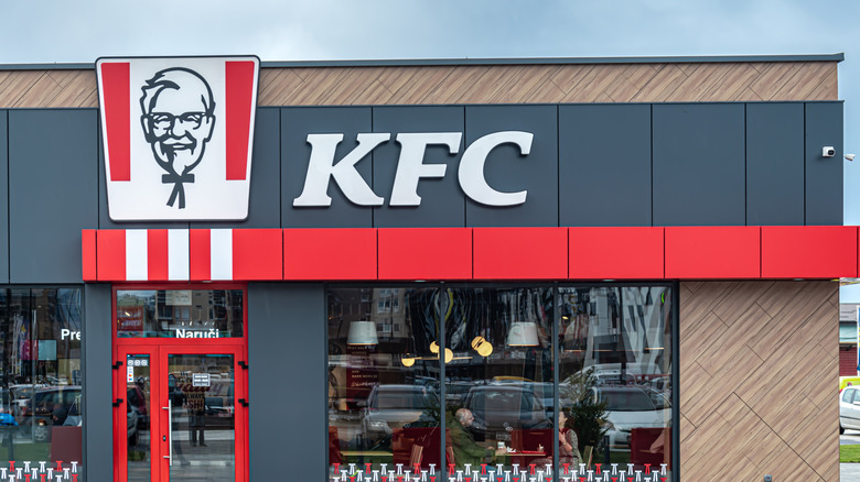 KFC restaurant with black and red sign