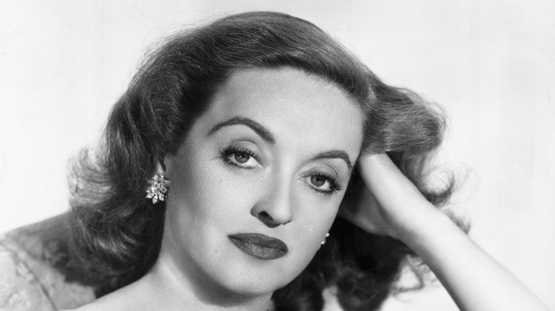 black and white close up portrait of Bette Davis in "All About Eve"