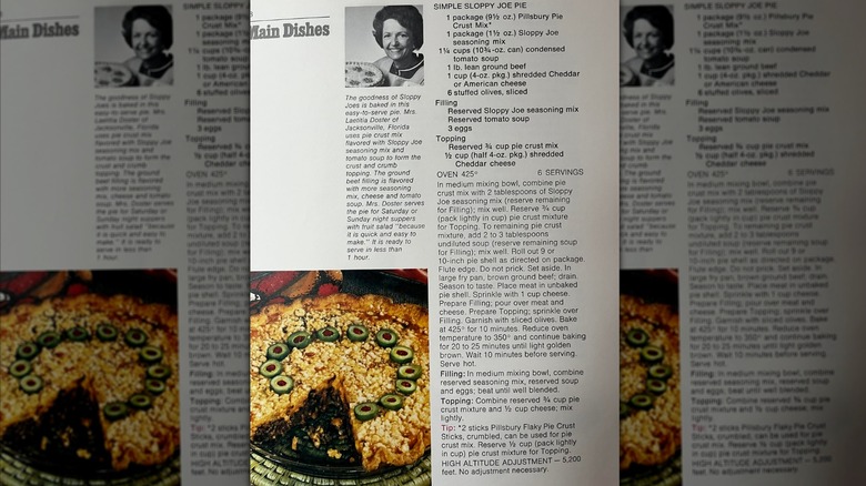 Sloppy Joe Pie recipe printed in 1970 Pillsbury recipe books