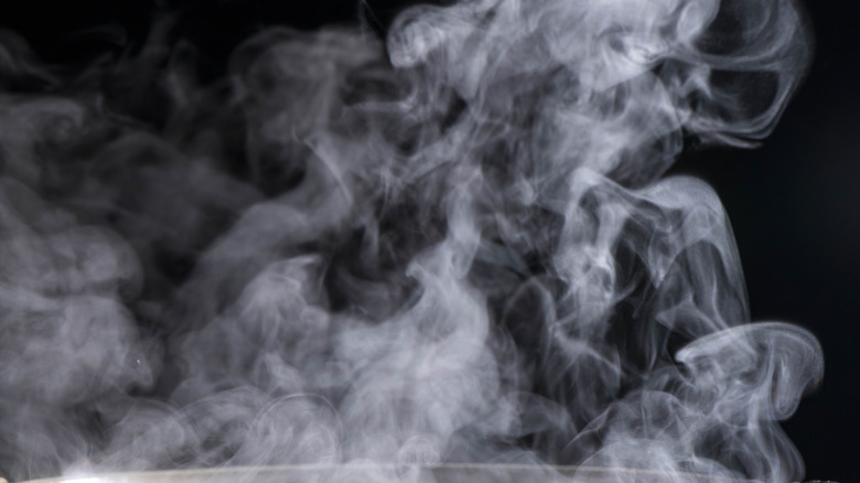 Steam coming up from pot