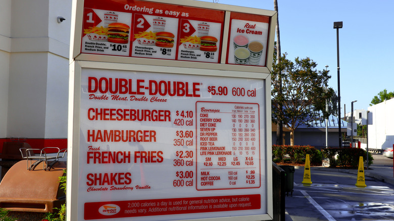In-N-Out menu at drive thru