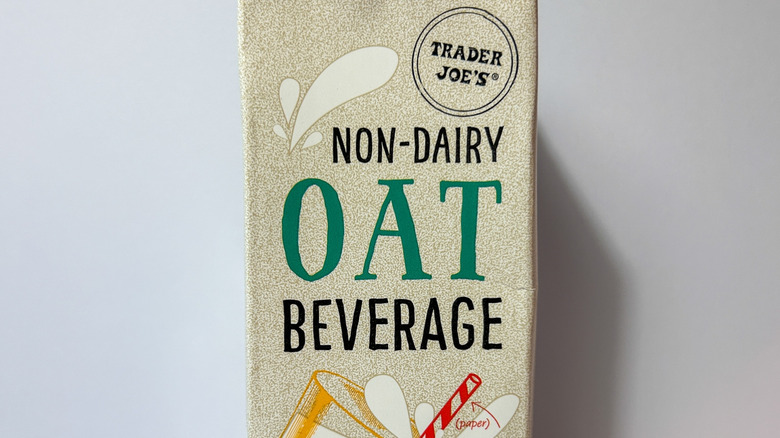 Package of Trader Joe's non-dairy oat beverage