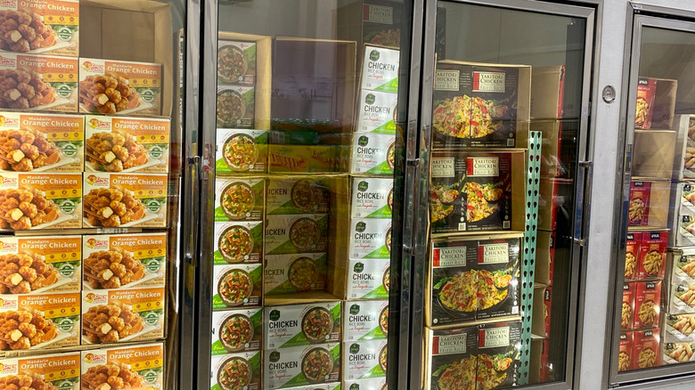 Asian cuisine displayed in the Costco freezer section