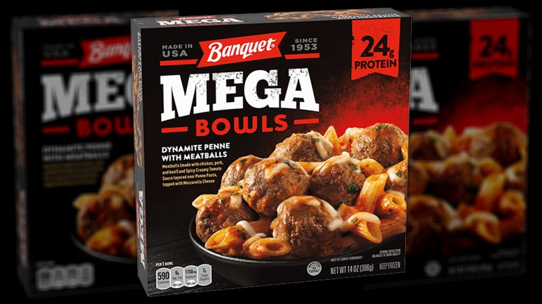 Box of Banquet Mega Bowls Dynamite Penne With Meatballs