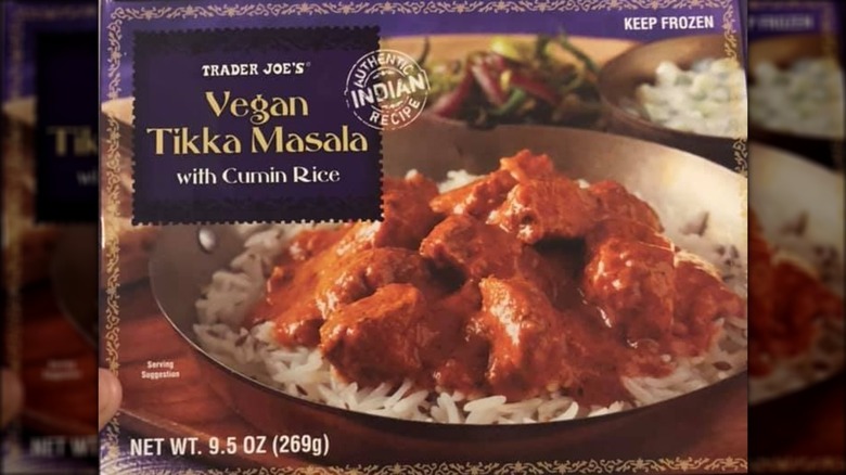 Box of Trader Joe's Vegan Tikka Masala with Cumin Rice