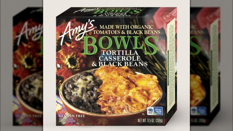 Amy's Tortilla Casserole and Black Beans Bowl in packaging