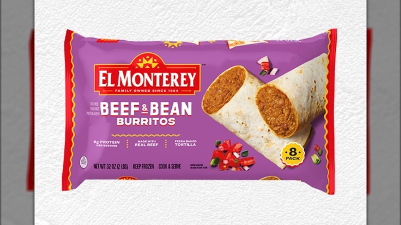 El Monterey Beef and Bean Burrito in packaging