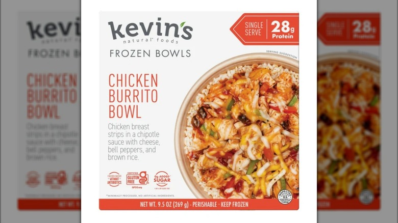 Package of Kevin's Chicken Burrito Bowl frozen meal