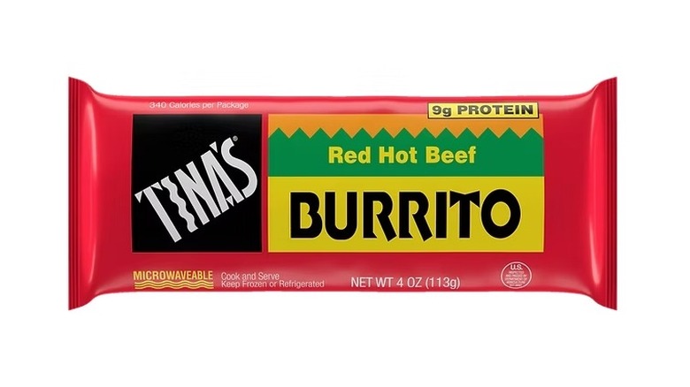 Tina's Red Hot Beef Burrito in packaging