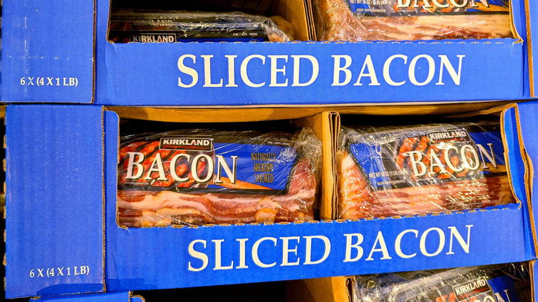 Kirkland bacon in a carton