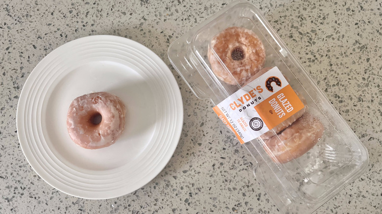 Clyde glazed donut on a plate