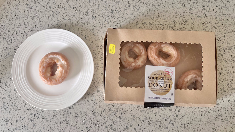 Trader Joe's sour cream glazed donut on a plate
