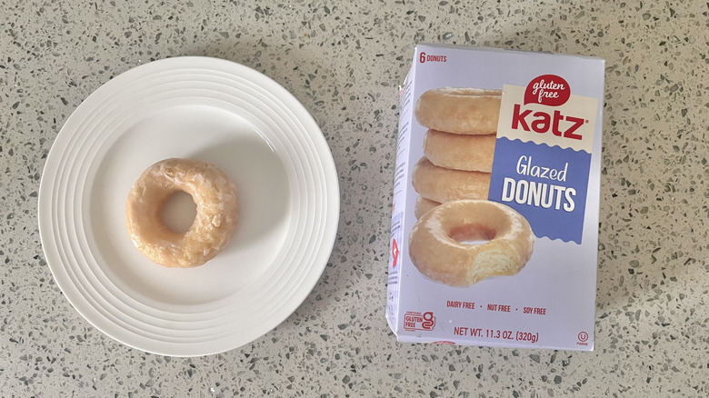 One Katz gluten-free glazed donut on a plate