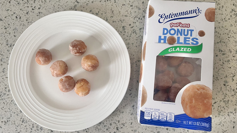 Entenmann's Pop'ems glazed donut holes on a plate
