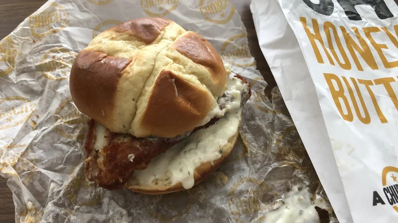 Top view of Fish Sandwich from Church's Texas Chicken