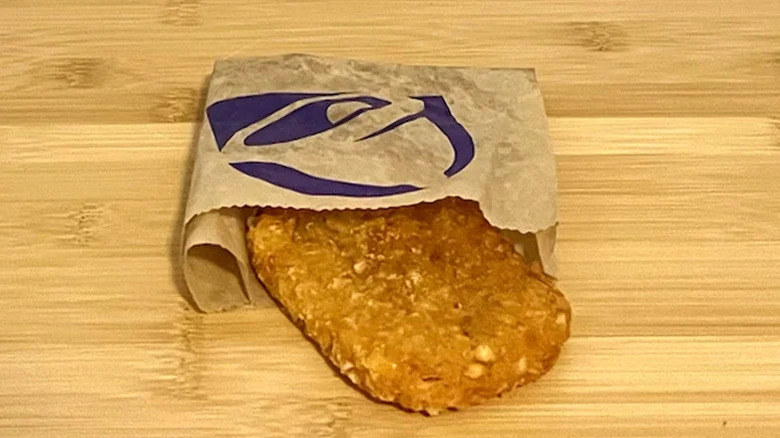 Hash brown in paper wrapper from Taco Bell