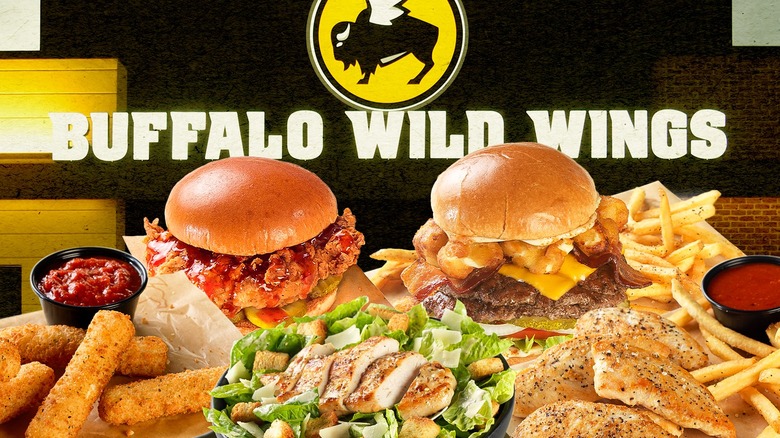 Various Buffalo Wild Wings items by sign