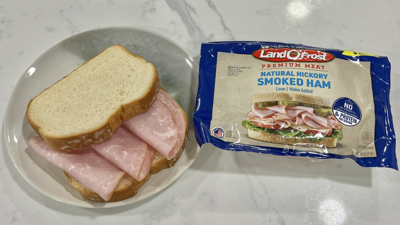 Land O'Frost Natural Hickory Smoked Ham on bread.