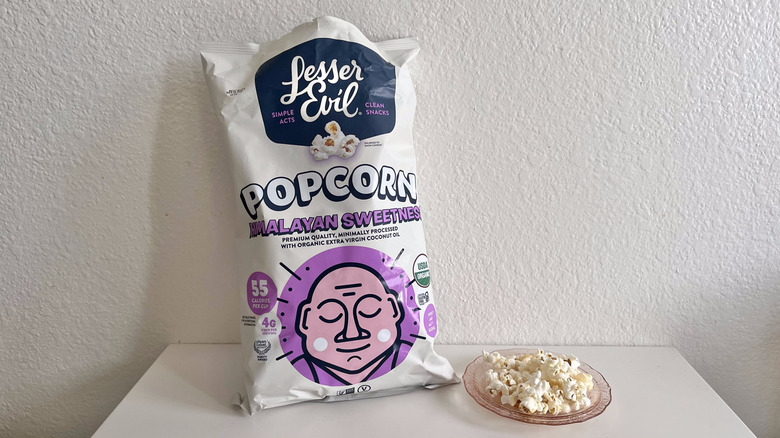 Himalayan Sweetness bag with some popcorn on a plate