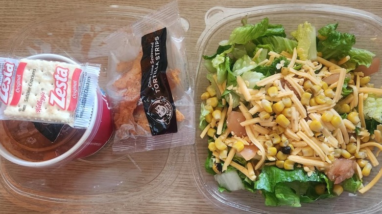 Taco salad in plastic container