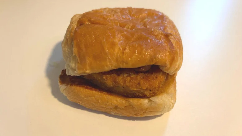 View of the maple bacon chicken croissant