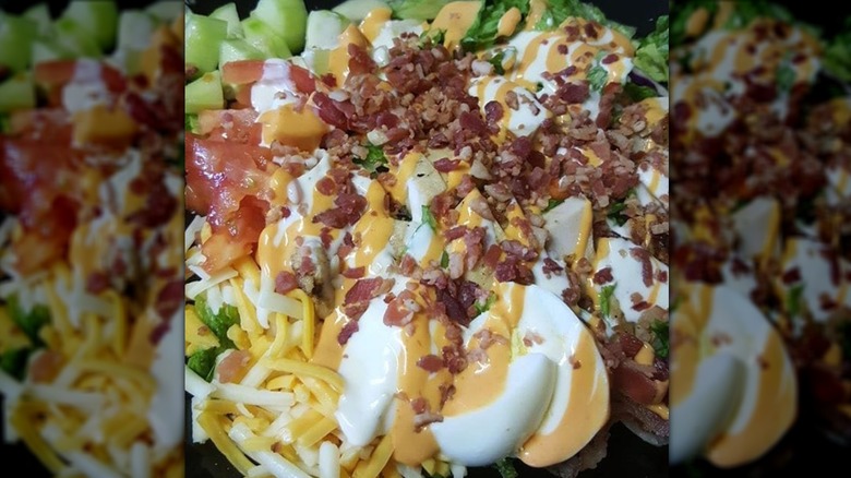 Zaxby's Fried Chicken Cobb Zalad close up