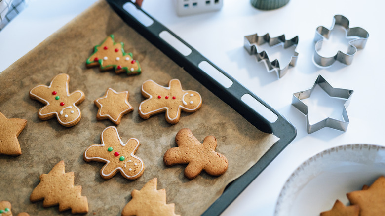 Gingerbread cookies on baking tray