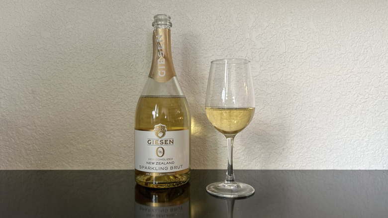 A bottle and glass of Giesen Sparkling Brut