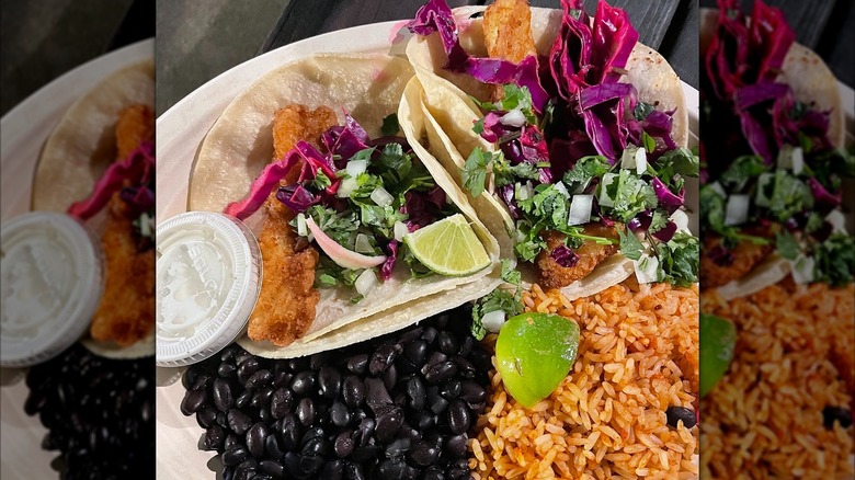 Fish and purple cabbage tacos from The Armory in Seattle