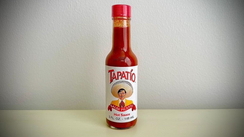 An unopened bottle of Tapatio Hot Sauce