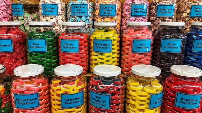 Huge assortment of candy jars at Chutters