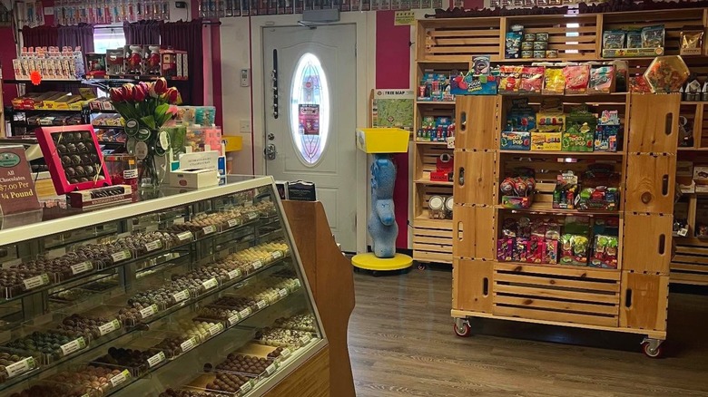 Chocolate counter and sweets in Middlebury Sweets